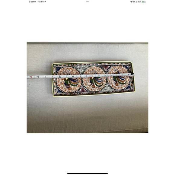 Portuguese Hand Painted Rooster Serving Platter Ceramic Rectangle 13”L x 5.5” W - Picture 7 of 8